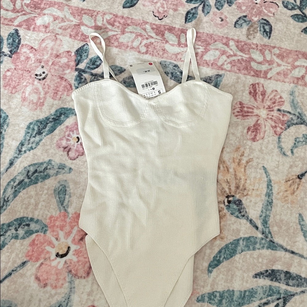 NWT Cream Ribbed Bodysuit